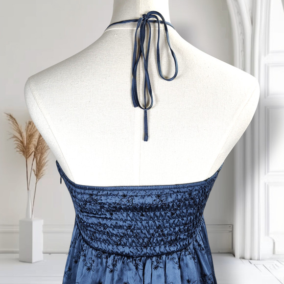 Vintage 90s Y2K Betsey Johnson Babydoll Dress Size XS/S Blue Silk Floral Print - Picture 7 of 14